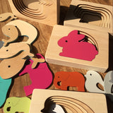 Wooden Animal Stacked 3D Puzzle