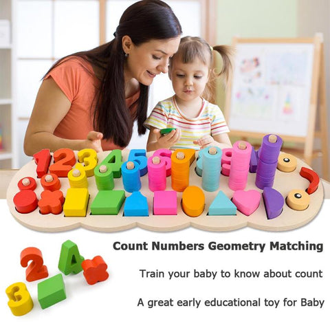 Montessori Wooden Educational Numbers and Shapes Matching Toy
