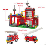 City Fire Station Truck Water Gun Fire Engine Car Building Block Sets