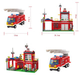 City Fire Station Truck Water Gun Fire Engine Car Building Block Sets