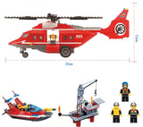 City Fire Station Truck Water Gun Fire Engine Car Building Block Sets