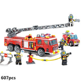 City Fire Station Truck Water Gun Fire Engine Car Building Block Sets